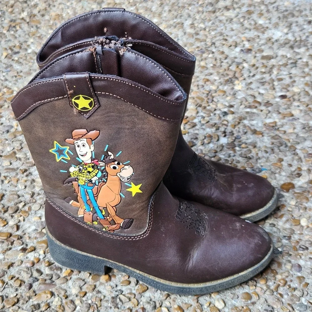 Disney‎ Pixar Toy Story Woody Bullseye Toddler Cowboy Boots Size 11 Brown